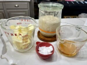 Setting aside remainder of the ingredients during autolyse