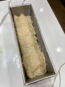 Sourdough sandwich bread recipe ready for second rise