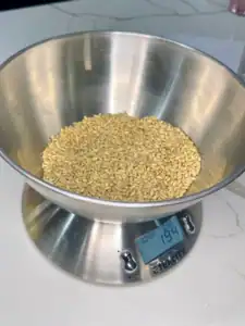 weighing soft white wheat berries