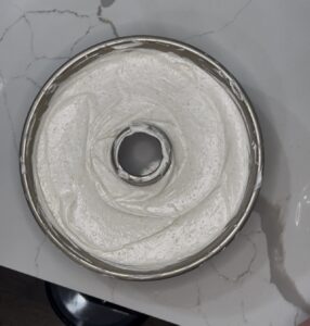 angel food cake ready to go into the oven